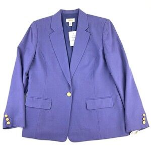 New Vintage Talbots Lavender Wool One Button Blazer Gold Buttons USA Womens 12